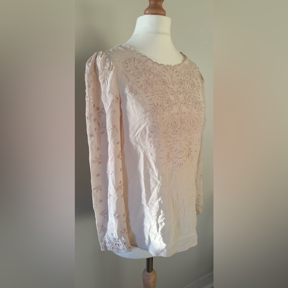 Rebecca Taylor teardrop eyelet 100% silk blouse size 2 - Picture 6 of 15